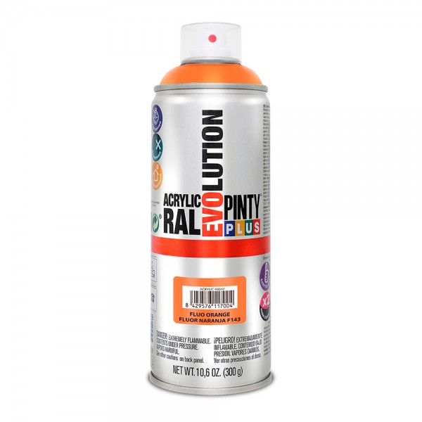 Pintura acrílica spray evolution 520 cc f143 fluor naranja 300 g (pack 2 unidades)