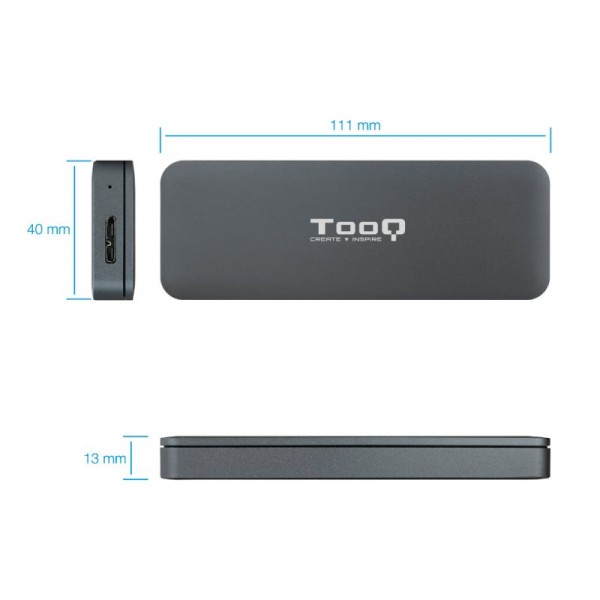 Tooq caja externa para discos ssd m.2 ngff usb