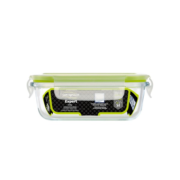 Fiambrera hermética rectangular borosilicato expert 370 ml (pack 2 unidades)