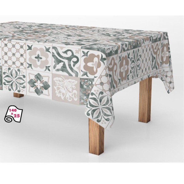 Rollo de hule antimanchas cerámica azul gris 1,40 x 25 m