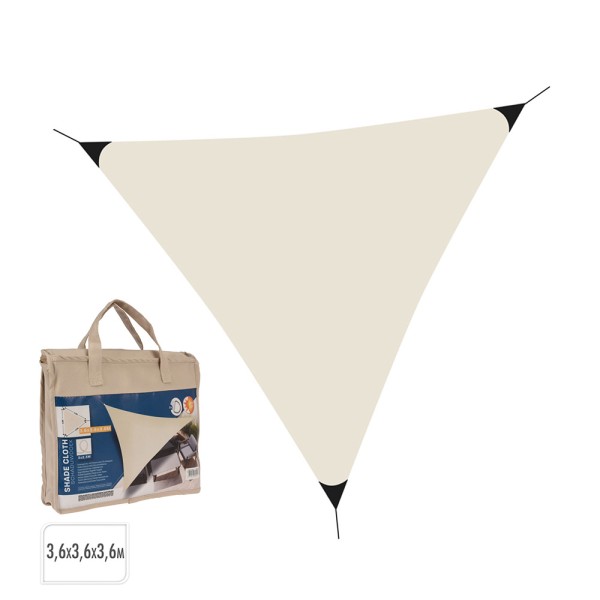 Toldo vela triángulo 3,60 x 3,60 x 3,60 m color crema