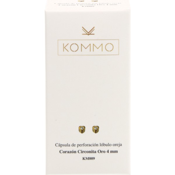 Kommo Pendiente Baño Oro 24k Corazón Circonita 4 mm