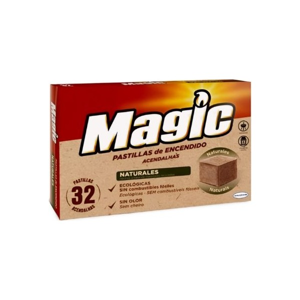 Magic enciendefuegos de madera natural 32 uds