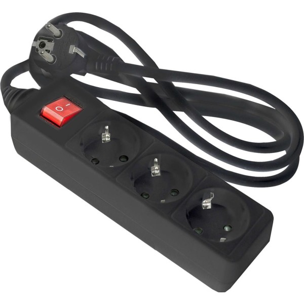 Base onlex negra 3tomas cable/int.3mt