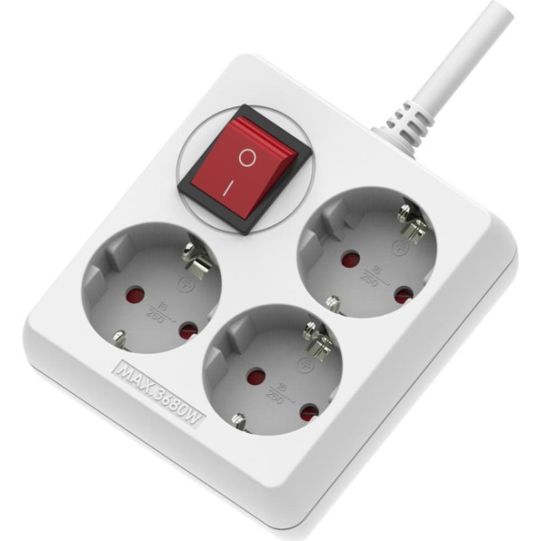 Base cuadrada blanca 3t.cable/int.1,5mt