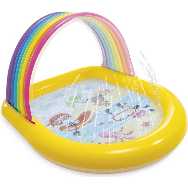 Piscina hinchable infantil modelo arcoíris con rociador, 147 x 130 x 86 cm