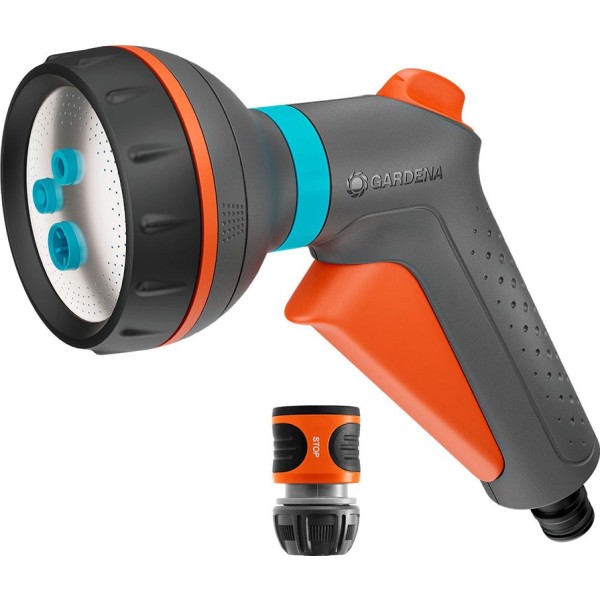 Pistola de riego classic multifuncional y conector stop